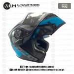 Jiekai JK902 – Gloss Black Grey Cyan – DOT Certified – Flip Up – Dual Visor – Ventilation  (Code 2430)