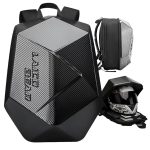 e-capacity LuggaMotorcycle Helmet Bag LAICOBEAR New Design Carbon Fiber Laico Bear – Pure Black Motorbike Largge Water-resistant Backpack - Image 4