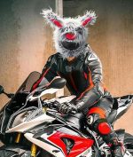 Motorcycle Helmet Cover Plush Protective Helmet Cover for Motorcycle Helmet Funny Cartoon Helmet Covers Evil Grey Rabbit Motorcycle Helmet Hat Protective Cover for Motorcycle Helmet for Most - Image 8