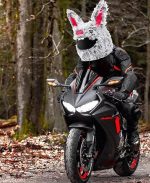 Motorcycle Helmet Cover Plush Protective Helmet Cover for Motorcycle Helmet Funny Cartoon Helmet Covers Evil Grey Rabbit Motorcycle Helmet Hat Protective Cover for Motorcycle Helmet for Most - Image 7