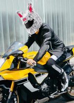 Motorcycle Helmet Cover Plush Protective Helmet Cover for Motorcycle Helmet Funny Cartoon Helmet Covers Evil Grey Rabbit Motorcycle Helmet Hat Protective Cover for Motorcycle Helmet for Most - Image 5