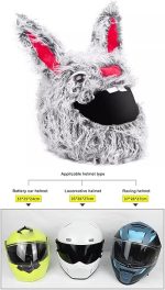 Motorcycle Helmet Cover Plush Protective Helmet Cover for Motorcycle Helmet Funny Cartoon Helmet Covers Evil Grey Rabbit Motorcycle Helmet Hat Protective Cover for Motorcycle Helmet for Most - Image 4