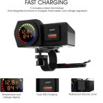 Mobile Charger MC08 – Dual USB Type C Port – Quick QC 3.0 Temperature Voltmeter – Motorcycle - Image 4