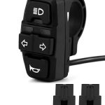 QWORK® 22mm Motorcycle Handlebar Switch 3 in 1 Headlight Turn Signal Horn Switch for Motorcycle, Electric Bike, Mountain Bike, Electric Scooter, Electric Scooter