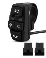QWORK® 22mm Motorcycle Handlebar Switch 3 in 1 Headlight Turn Signal Horn Switch for Motorcycle, Electric Bike, Mountain Bike, Electric Scooter, Electric Scooter