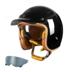 BGMKE Men's and Women's 3/4 Half Helmet Retro Bowls with Visor Motorcycle Jet Helmet ECE Approved for Adult Scooter Moped Vintage Moped, 54-60 cm - Image 4
