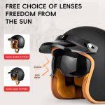 BGMKE Men's and Women's 3/4 Half Helmet Retro Bowls with Visor Motorcycle Jet Helmet ECE Approved for Adult Scooter Moped Vintage Moped, 54-60 cm - Image 7