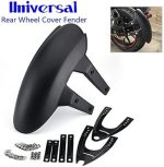 Universal Motorcycle Rear Wheel Cover Fender Splash Guard Mudguard + Bracket kit Black - Image 3