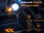 Motorcycle Accessories Colorful Motorcycle LED Turn Signal Light with Bright Arrow Projector Lamp - Image 9